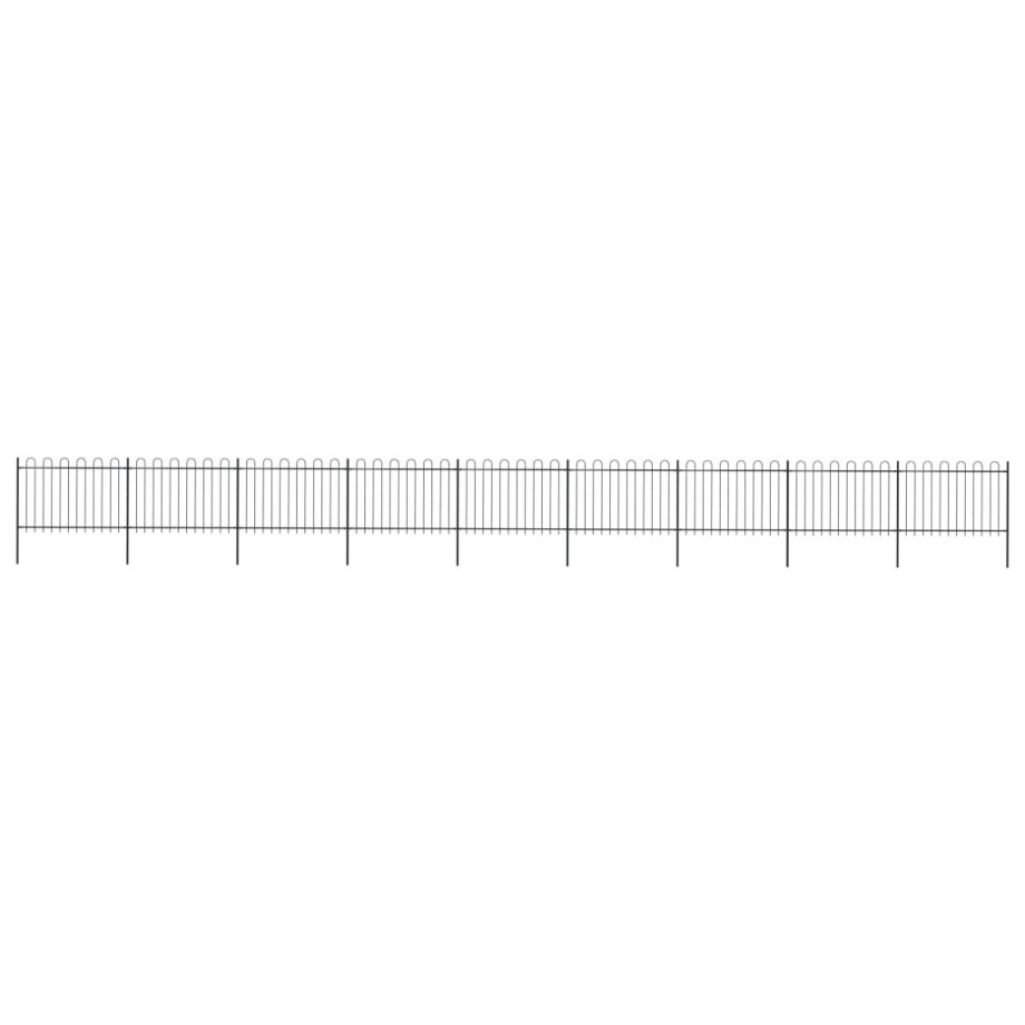 vidaXL Tuinhek met ringtop staal 1603,5x120 cm zwart afbeelding 1