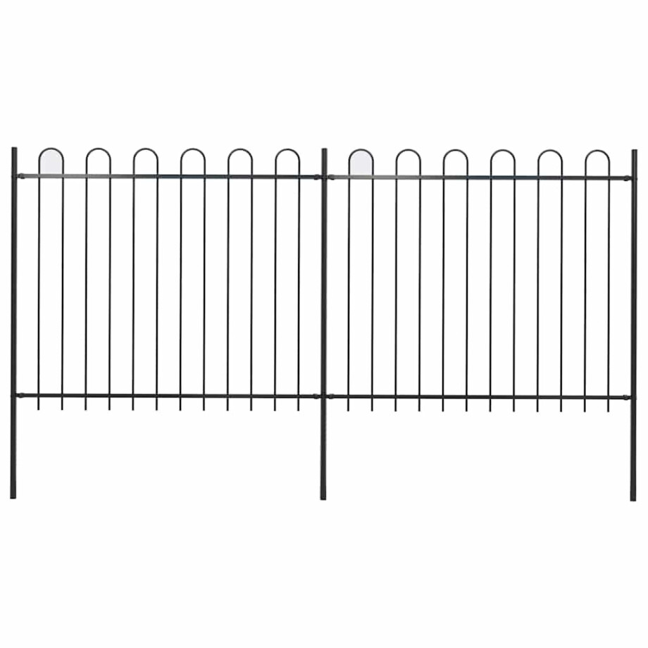 vidaXL Tuinhek met ringtop staal 359x150 cm zwart afbeelding 1