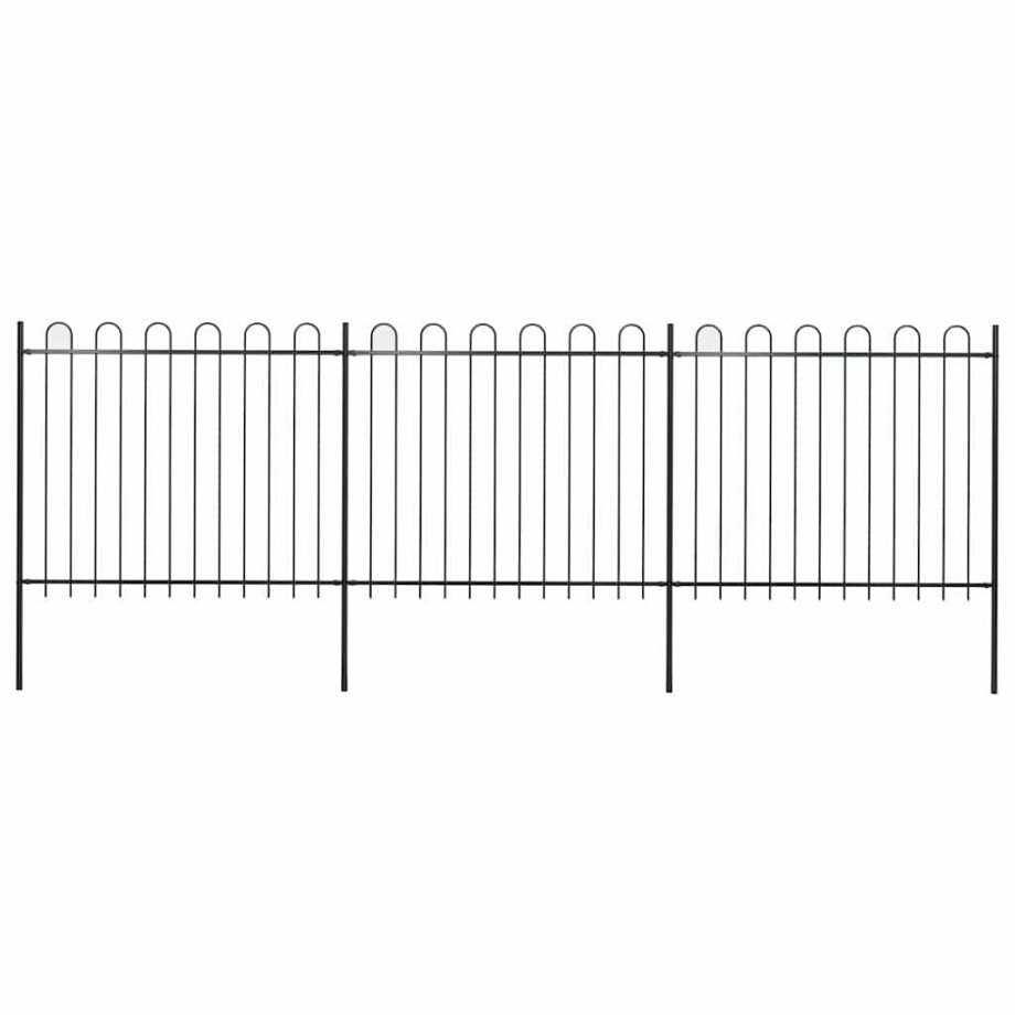 vidaXL Tuinhek met ringtop staal 537x150 cm zwart vidaXL Tuinhek met ringtop staal 537x150 cm zwart afbeelding 1