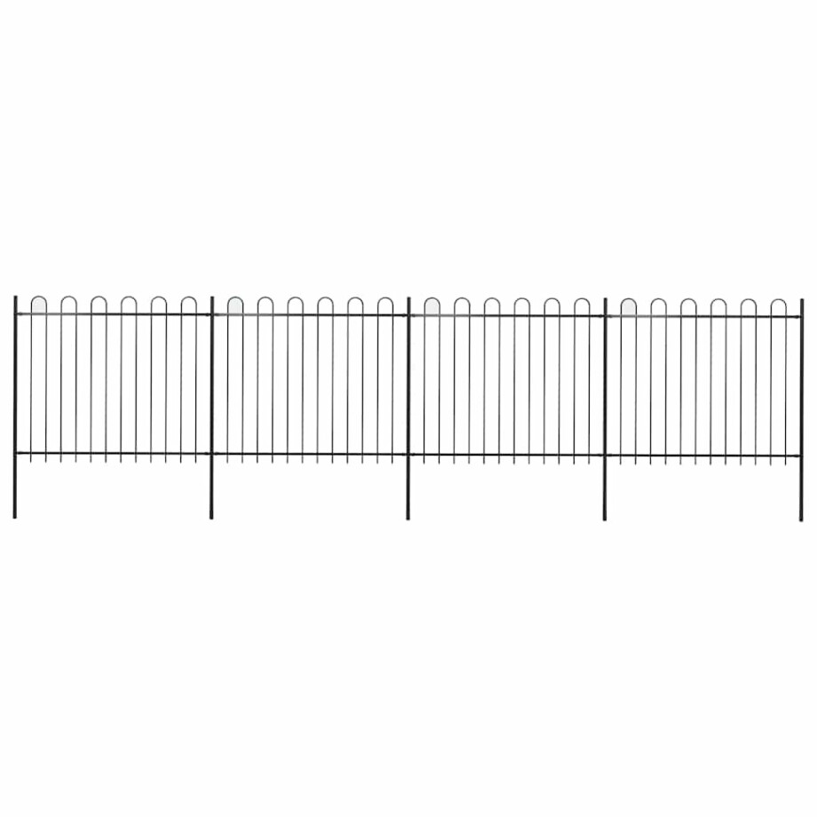 vidaXL Tuinhek met ringtop staal 714,5x150 cm zwart afbeelding 1