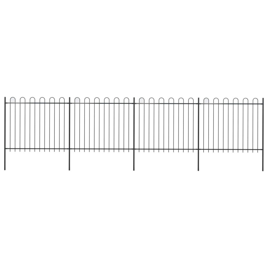 vidaXL Tuinhek met ronde bovenkant 6,8x1,5 m staal zwart afbeelding 1