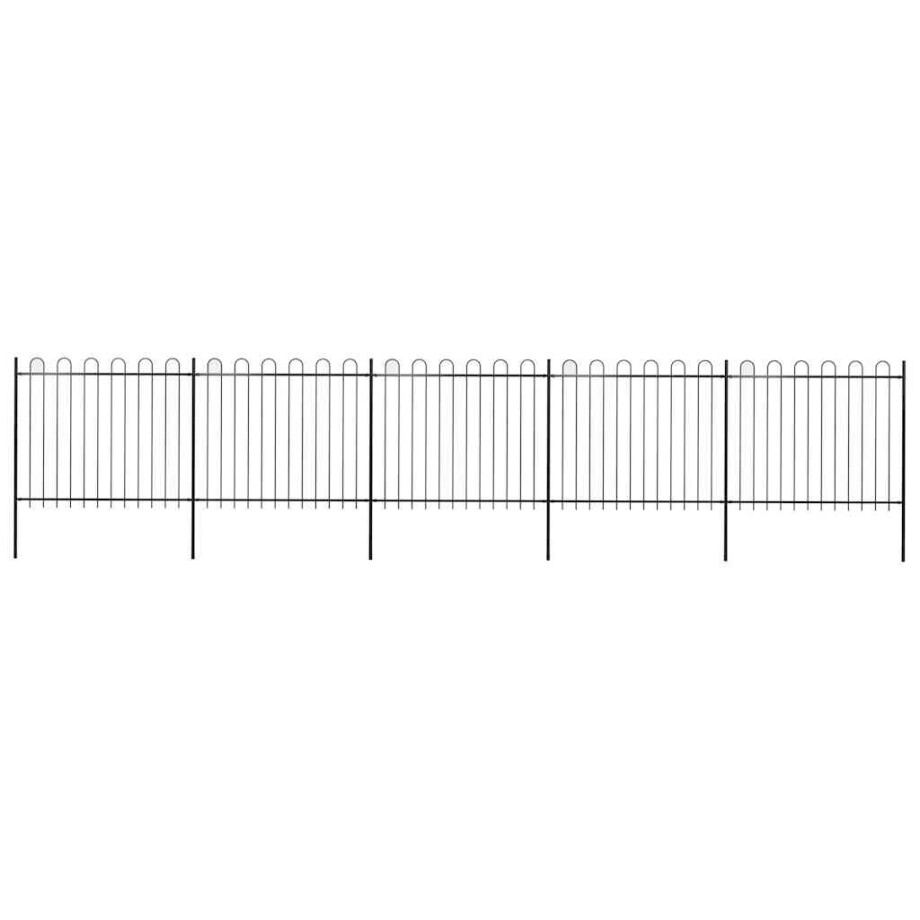 vidaXL Tuinhek met ringtop staal 892,5x150 cm zwart afbeelding 1