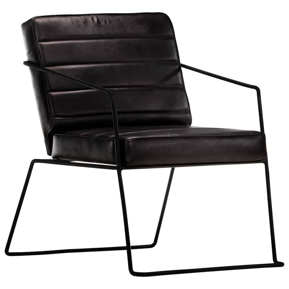 vidaXL Fauteuil echt leer zwart afbeelding 1