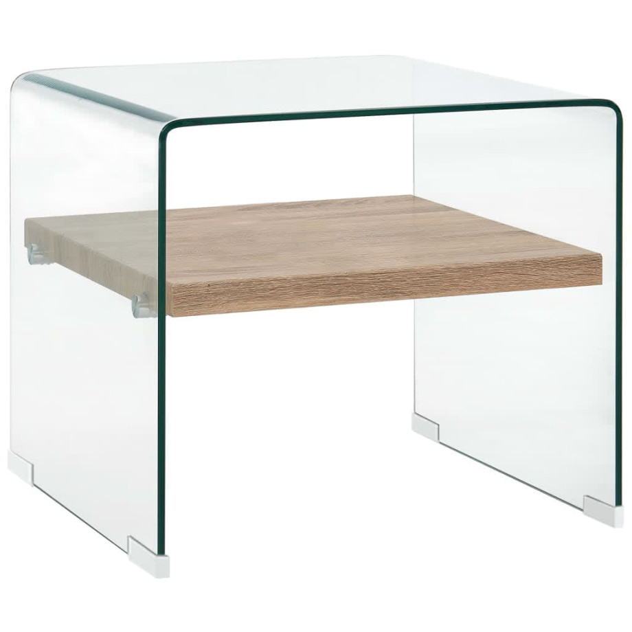 vidaXL Salontafel 50x50x45 cm gehard glas transparant afbeelding 1