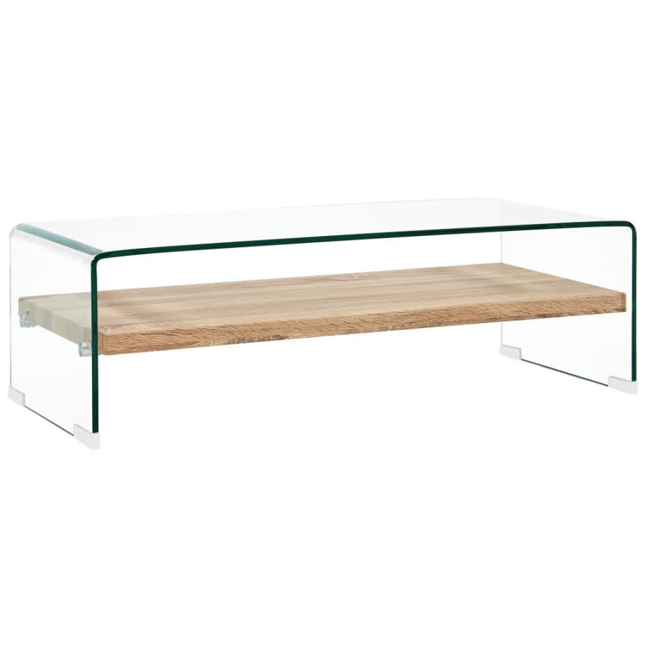 vidaXL Salontafel 98x45x31 cm gehard glas transparant afbeelding 1