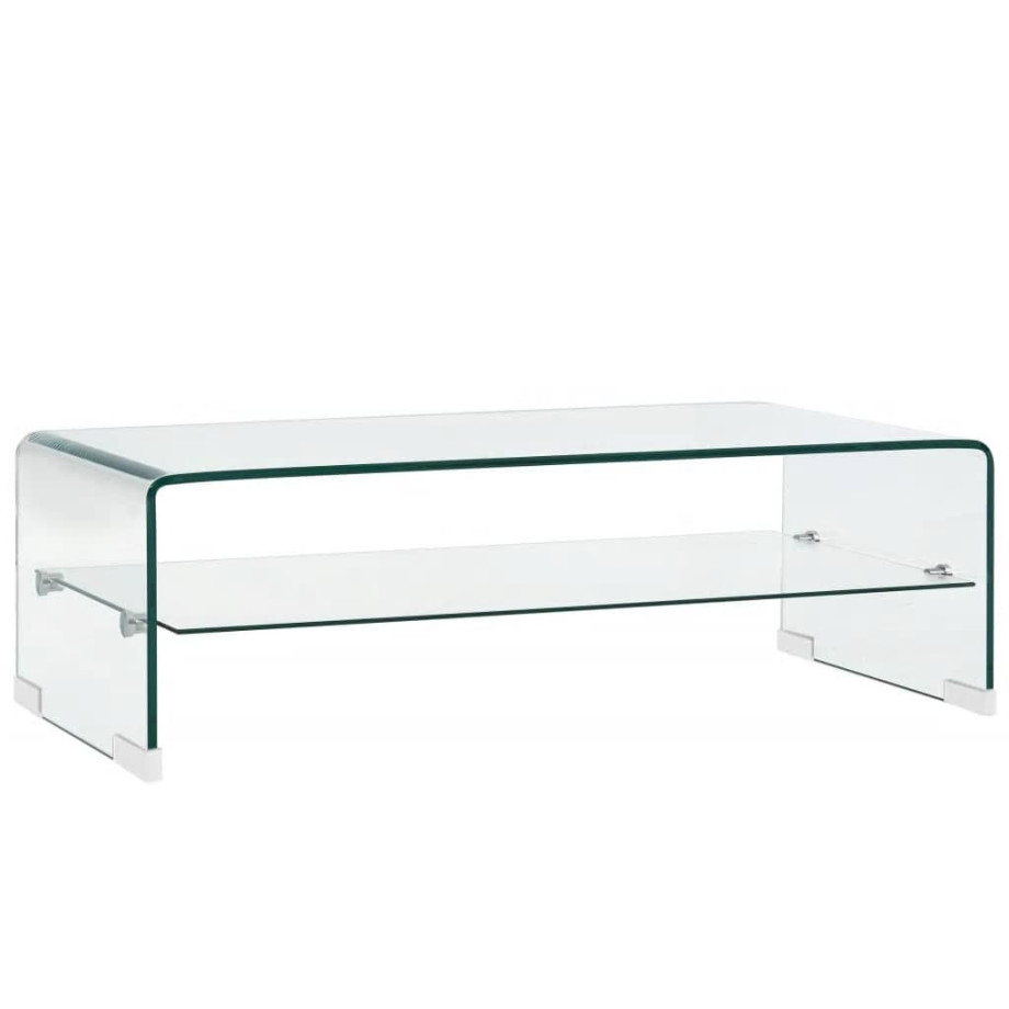 vidaXL Salontafel 98x45x31 cm gehard glas transparant afbeelding 1