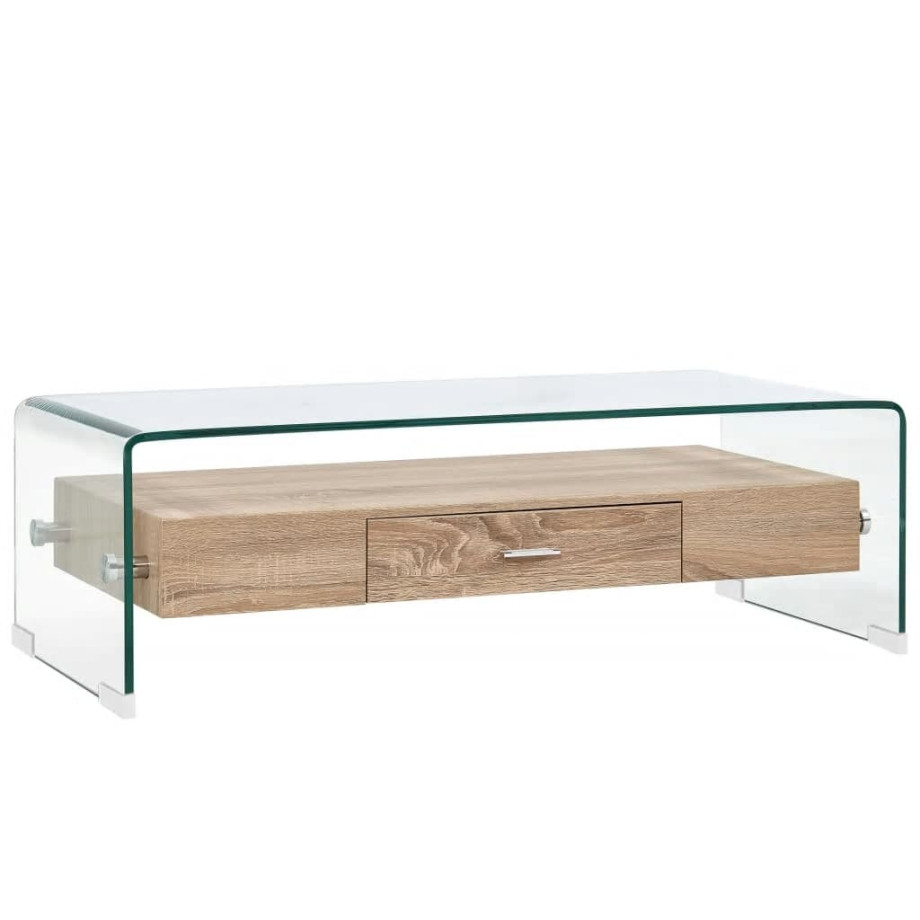 vidaXL Salontafel 98x45x31 cm gehard glas transparant afbeelding 1