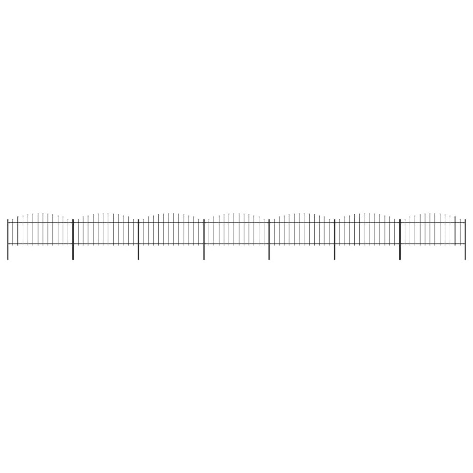vidaXL Tuinhek met speren bovenkant (0,5-0,75)x11,9 m staal zwart afbeelding 1