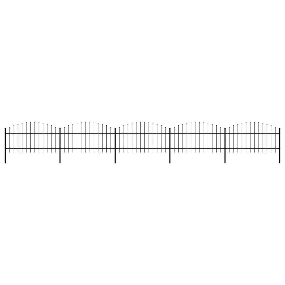 vidaXL Tuinhek met speerpunt staal 892,5x125 cm zwart afbeelding 1