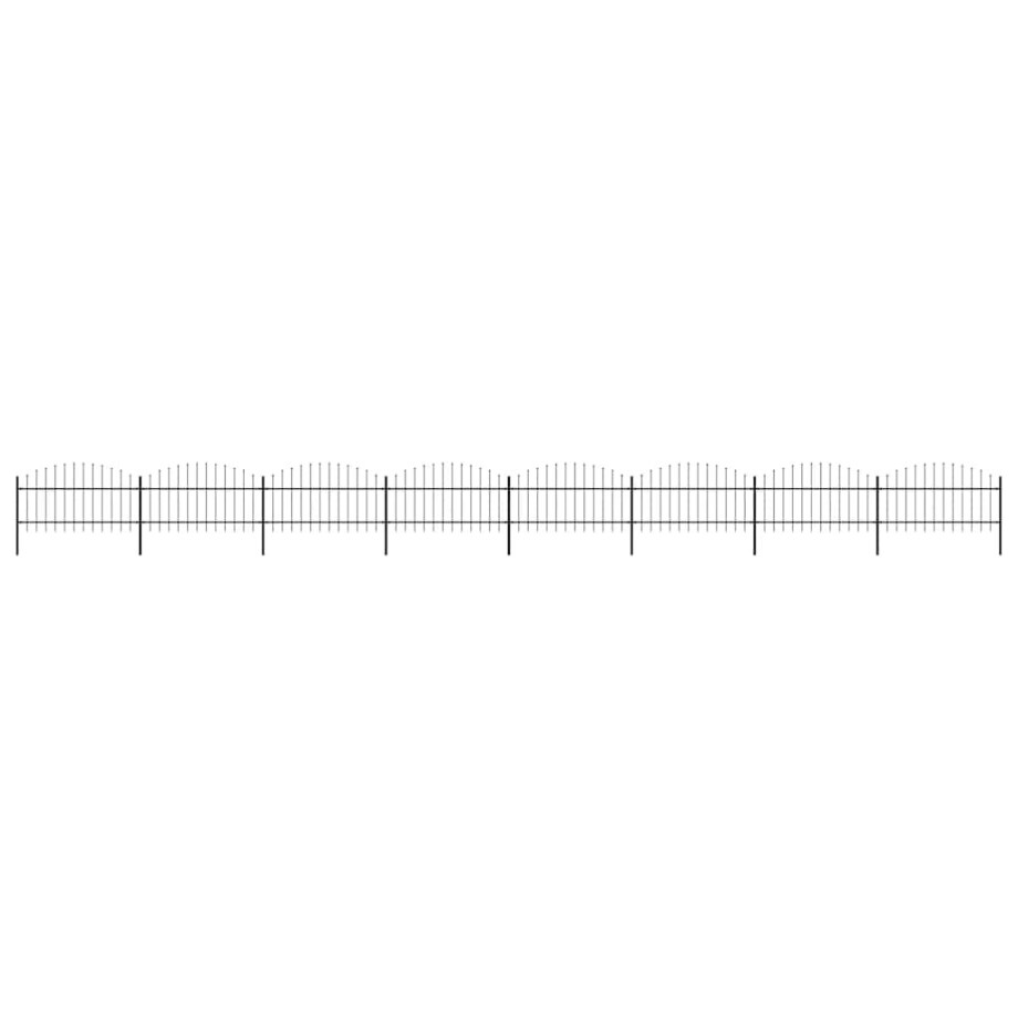 vidaXL Tuinhek met speren bovenkant (1-1,25)x13,6 m staal zwart afbeelding 1