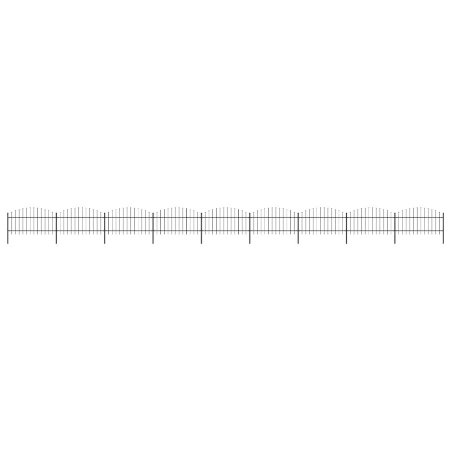 vidaXL Tuinhek met speren bovenkant (1-1,25)x15,3 m staal zwart afbeelding 1