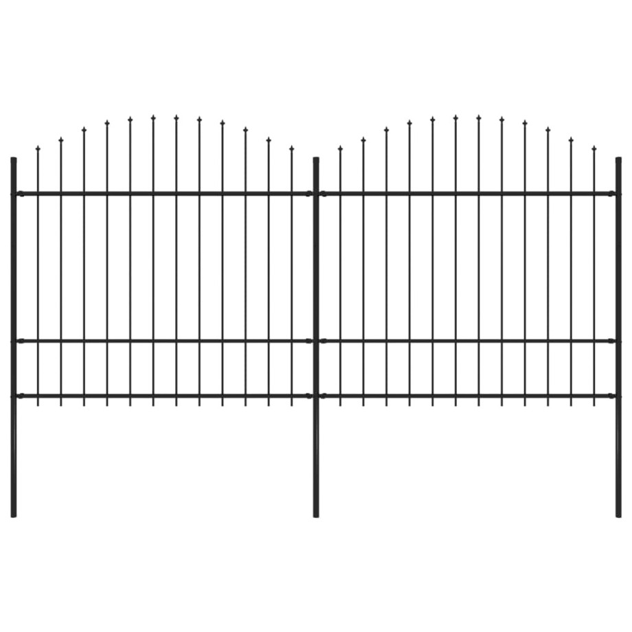 vidaXL Tuinhek met speerpunt staal 359x175 cm zwart vidaXL Tuinhek met speerpunt staal 359x175 cm zwart afbeelding 1