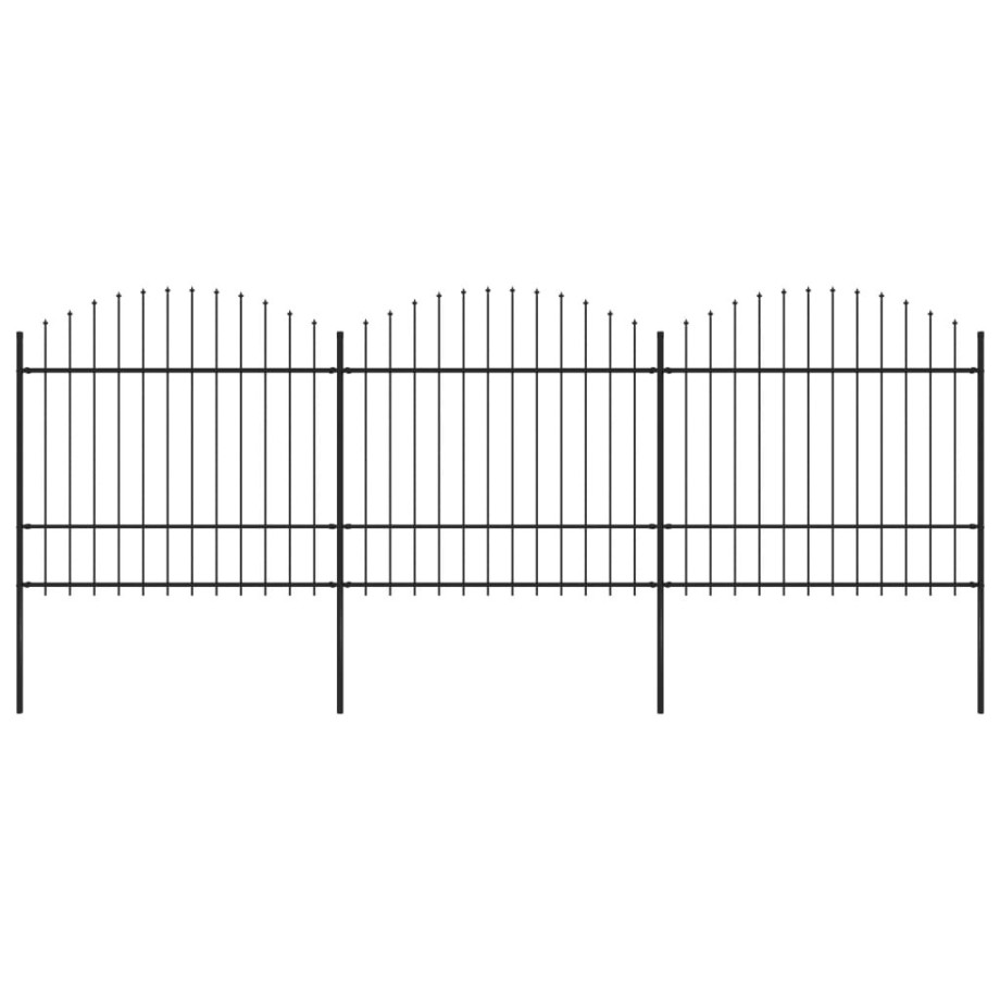 vidaXL Tuinhek met speerpunt staal 537x175 cm zwart afbeelding 1