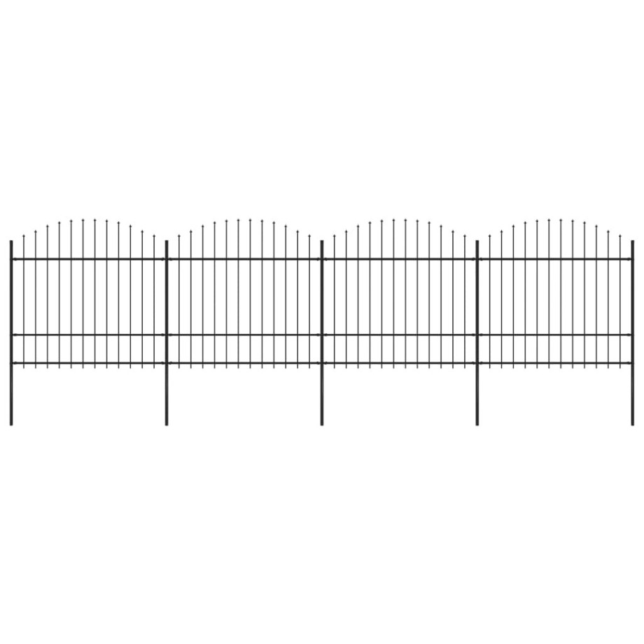 vidaXL Tuinhek met speerpunt staal 714,5x175 cm zwart afbeelding 1