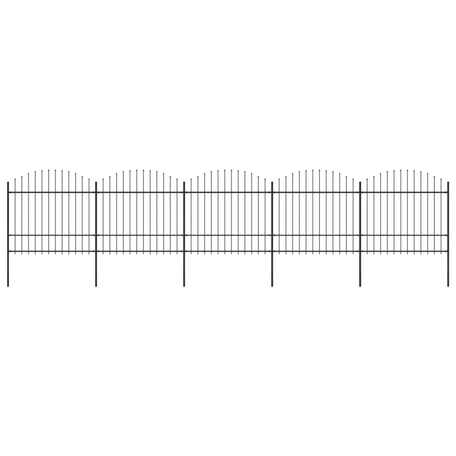 vidaXL Tuinhek met speerpunt staal 892,5x175 cm zwart vidaXL Tuinhek met speerpunt staal 892,5x175 cm zwart afbeelding 1