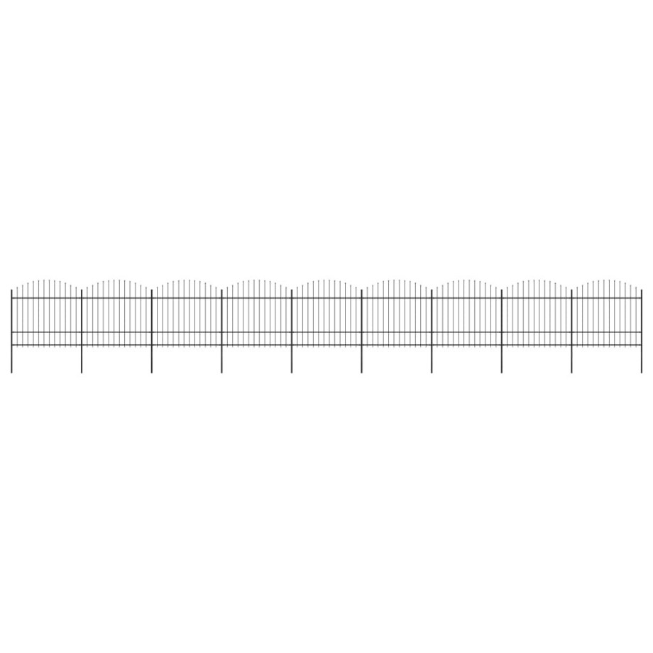 vidaXL Tuinhek met speren bovenkant (1,5-1,75)x15,3 m staal zwart vidaXL Tuinhek met speren bovenkant (1,5-1,75)x15,3 m staal zwart afbeelding 1