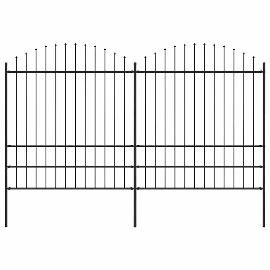 vidaXL Tuinhek met speerpunt staal 359x200 cm zwart vidaXL Tuinhek met speerpunt staal 359x200 cm zwart afbeelding 1