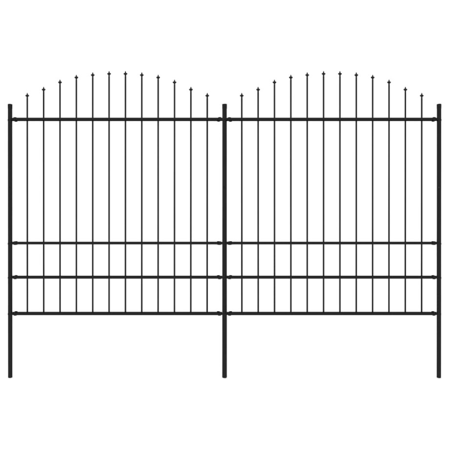vidaXL Tuinhek met speren bovenkant (1,75-2)x3,4 m staal zwart afbeelding 1