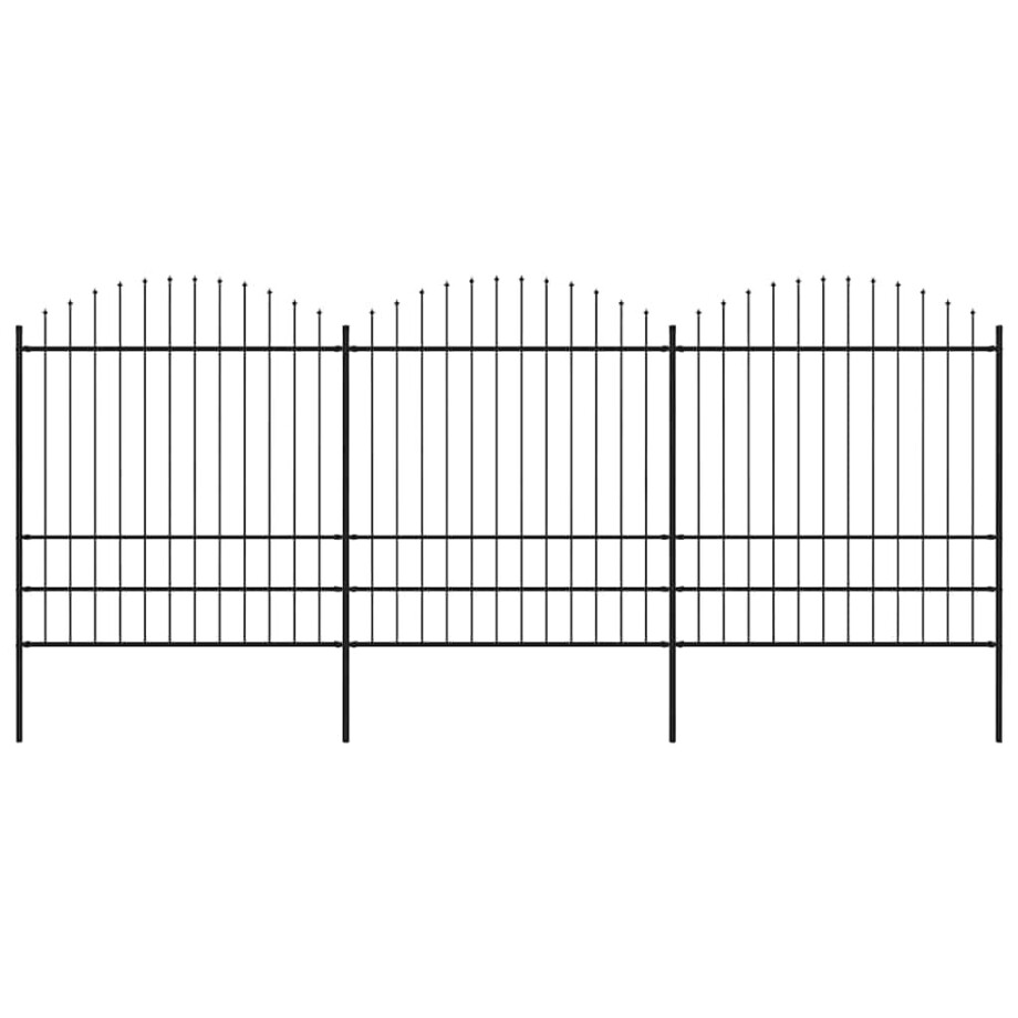 vidaXL Tuinhek met speerpunt staal 537x200 cm zwart afbeelding 1