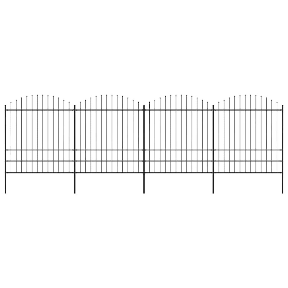 vidaXL Tuinhek met speerpunt staal 714,5x200 cm zwart afbeelding 1