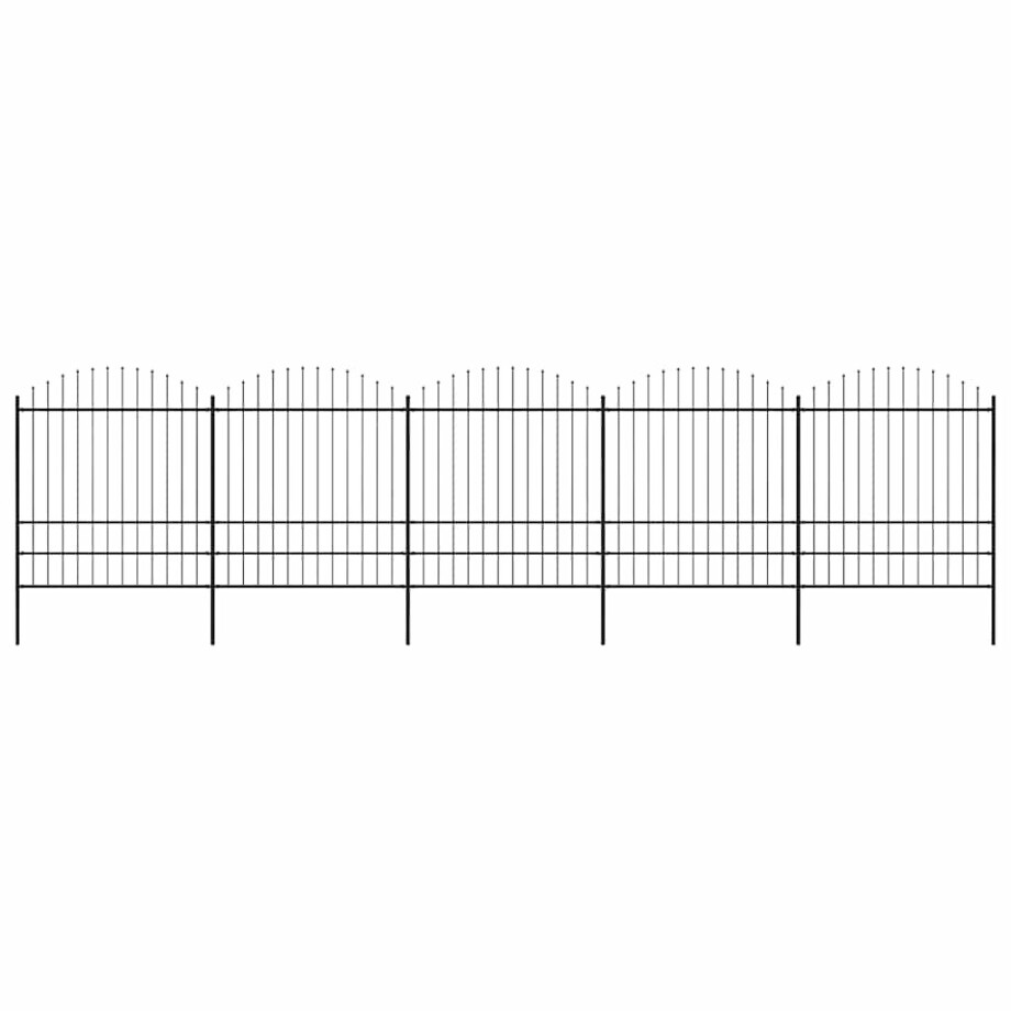 vidaXL Tuinhek met speerpunt staal 892,5x200 cm zwart afbeelding 1