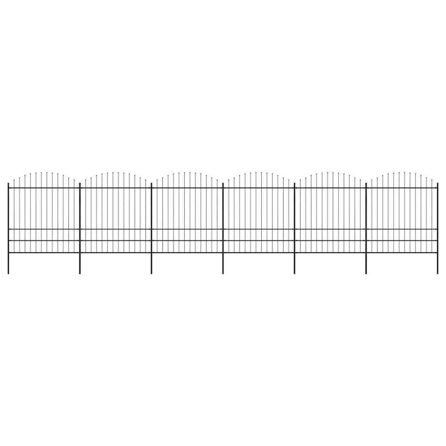 vidaXL Tuinhek met speerpunt staal 1070x200 cm zwart afbeelding 1