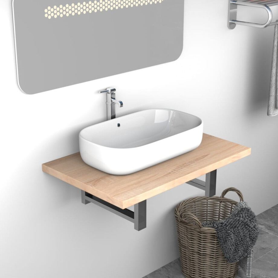 vidaXL Badkamermeubel 60x40x16,3 cm eikenkleurig afbeelding 1