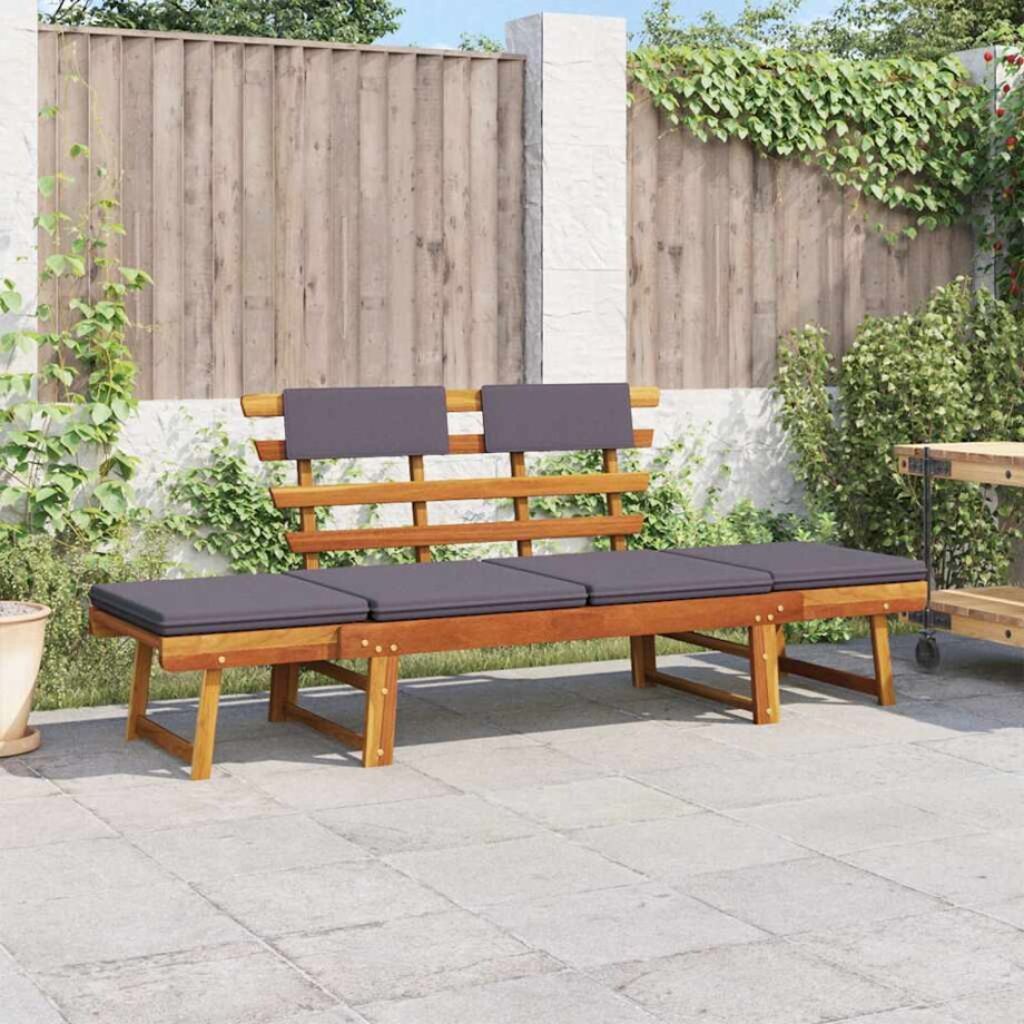 vidaXL Ligbed met kussen 2-in-1 190 cm massief acaciahout vidaXL Ligbed met kussen 2-in-1 190 cm massief acaciahout afbeelding 1