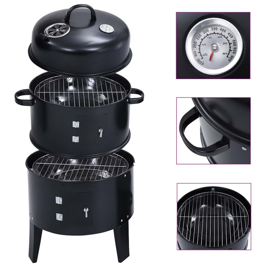 vidaXL Houtskoolroker barbecue-grill 3-in-1 40x80 cm afbeelding 1