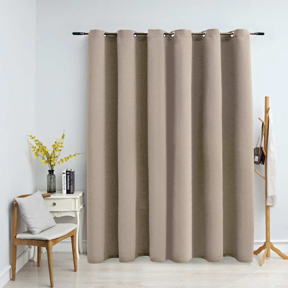 vidaXL Gordijn verduisterend met metalen ringen 290x245 cm beige afbeelding 1