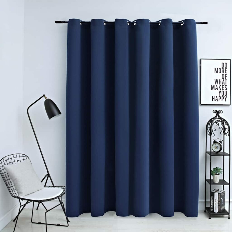 vidaXL Gordijn verduisterend met metalen ringen 290x245 cm blauw afbeelding 1