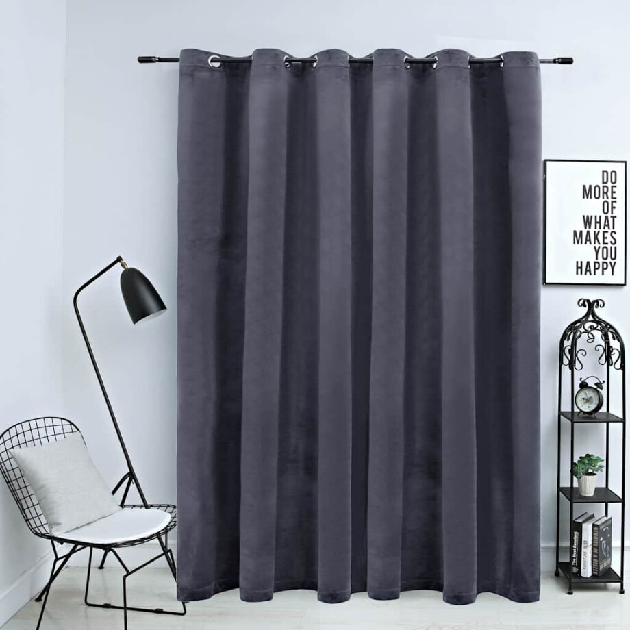 vidaXL Gordijn verduisterend met ringen 290x245 cm fluweel antraciet afbeelding 1