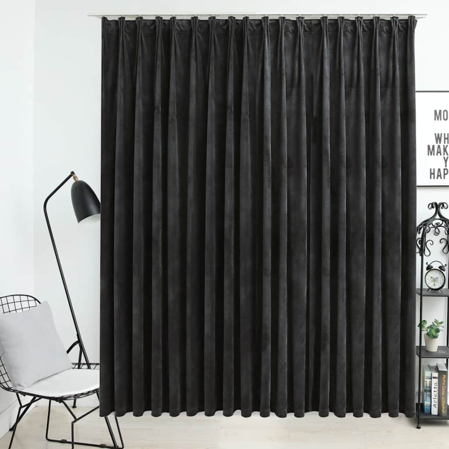 vidaXL Gordijn verduisterend met haken 290x245 cm fluweel antraciet afbeelding 1