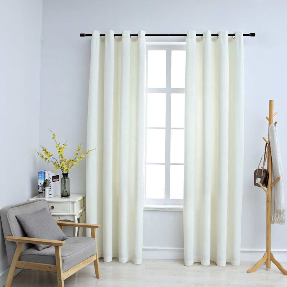 vidaXL Gordijn verduisterend met ringen 2 st 140x225 cm fluweel crème afbeelding 1