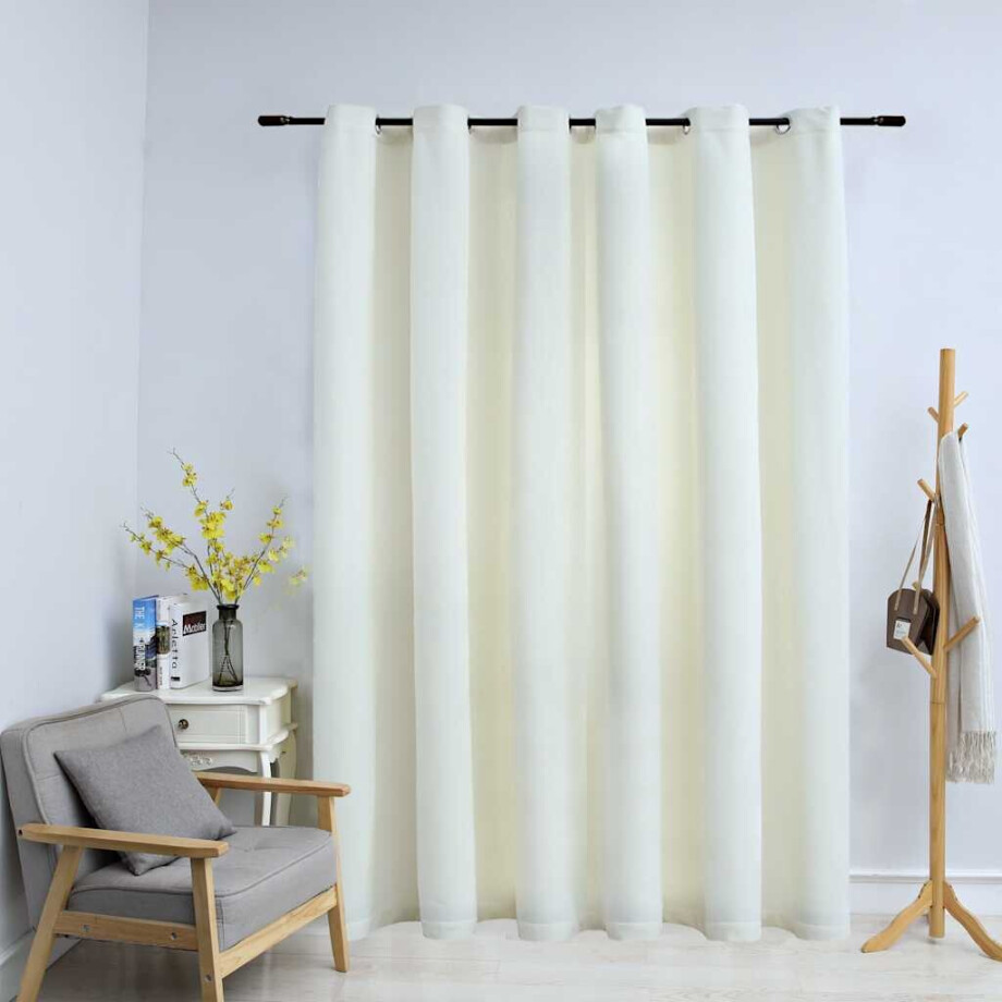 vidaXL Gordijn verduisterend met ringen 290x245 cm fluweel crème afbeelding 1