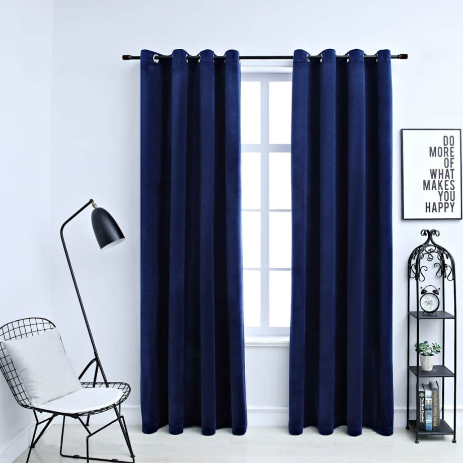 vidaXL Gordijn verduisterend met ringen 2 st 140x225 cm fluweel blauw vidaXL Gordijn verduisterend met ringen 2 st 140x225 cm fluweel blauw afbeelding 1