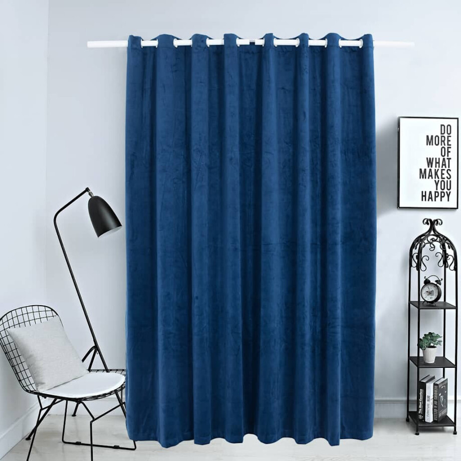 vidaXL Gordijn verduisterend met ringen 290x245 cm fluweel blauw afbeelding 1