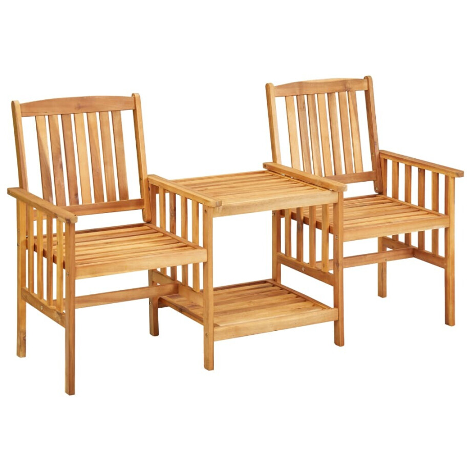 vidaXL Tuinstoelen met theetafel 159x61x92 cm massief acaciahout afbeelding 1