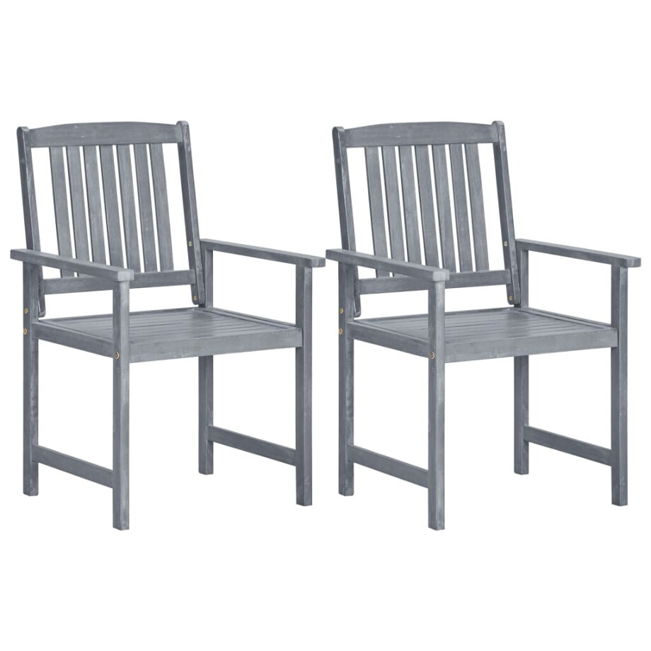 vidaXL Tuinstoelen 2 st massief acaciahout grijs vidaXL Tuinstoelen 2 st massief acaciahout grijs afbeelding 1