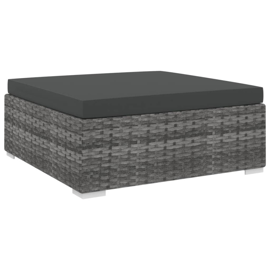 vidaXL Voetensteun 1 st met kussen poly rattan grijs afbeelding 1