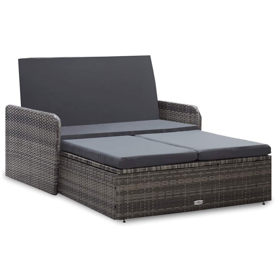 vidaXL 2-delige Loungeset met kussens poly rattan grijs vidaXL 2-delige Loungeset met kussens poly rattan grijs afbeelding 1