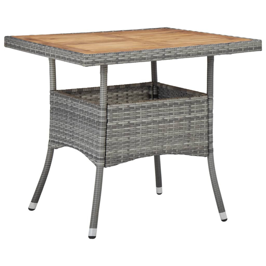 vidaXL Tuintafel poly rattan en massief acaciahout grijs afbeelding 1