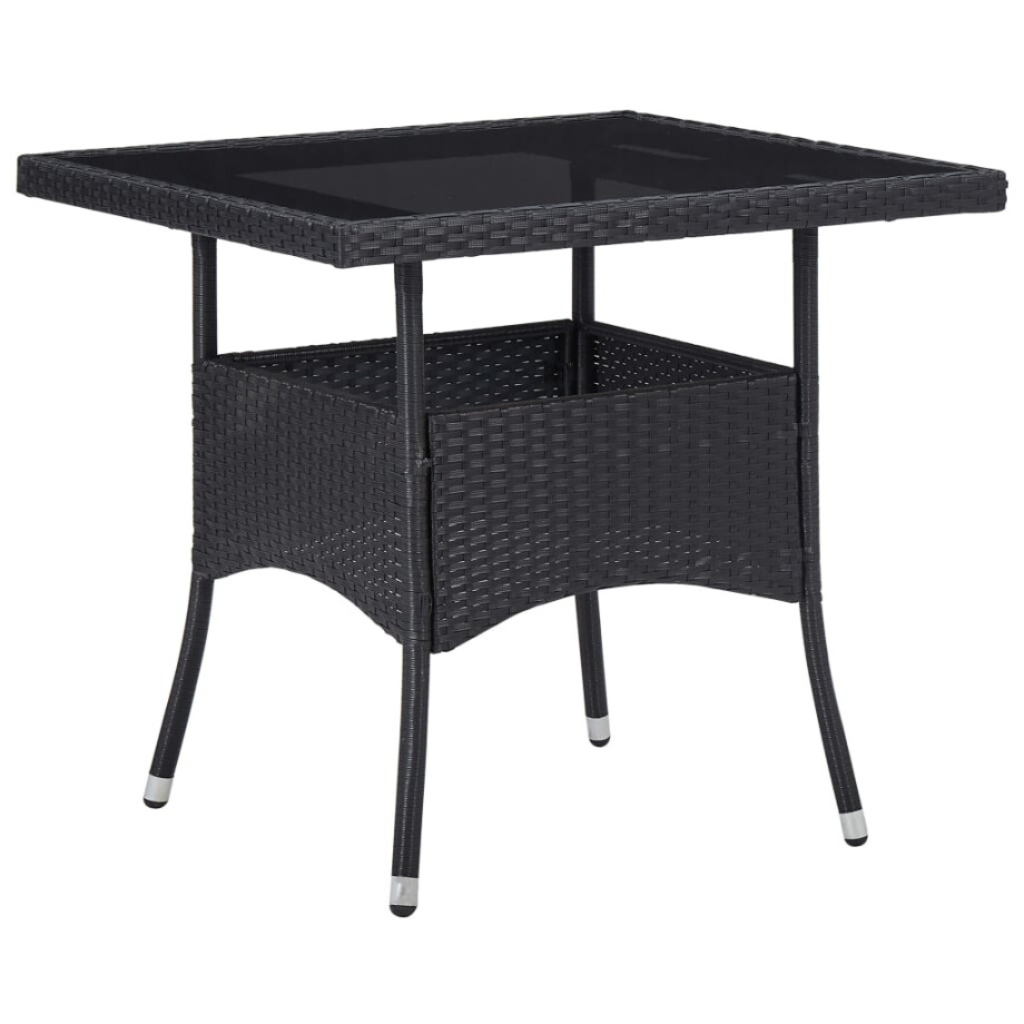 vidaXL Tuintafel poly rattan en glas zwart vidaXL Tuintafel poly rattan en glas zwart afbeelding 1