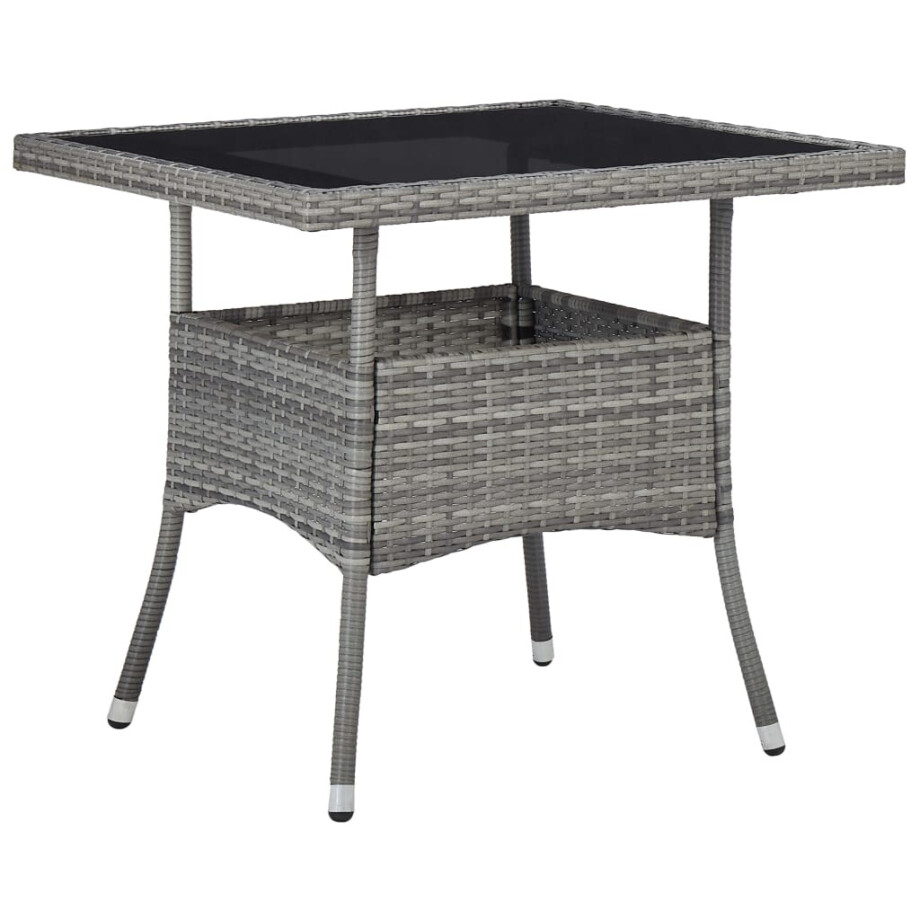 vidaXL Tuintafel poly rattan en glas grijs vidaXL Tuintafel poly rattan en glas grijs afbeelding 1