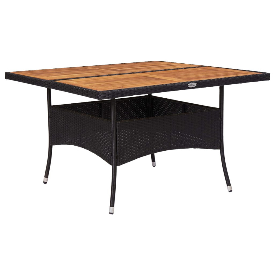 vidaXL Tuintafel poly rattan en massief acaciahout zwart afbeelding 1