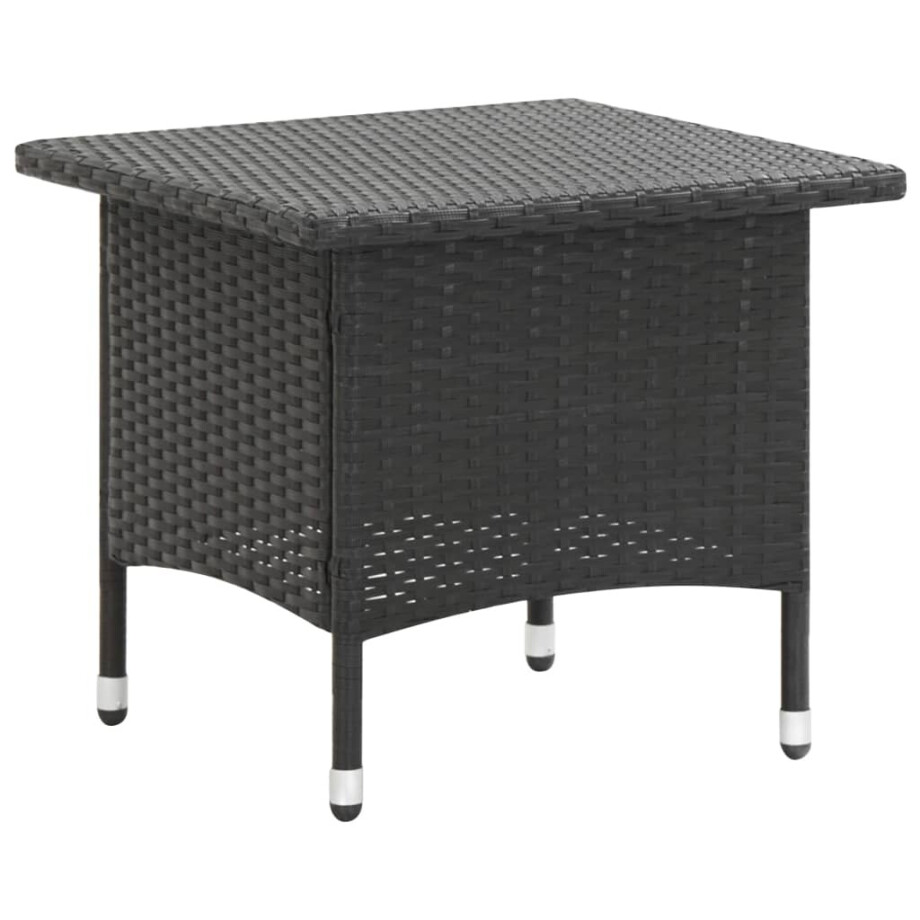 vidaXL Theetafel 50x50x47 cm poly rattan zwart afbeelding 1