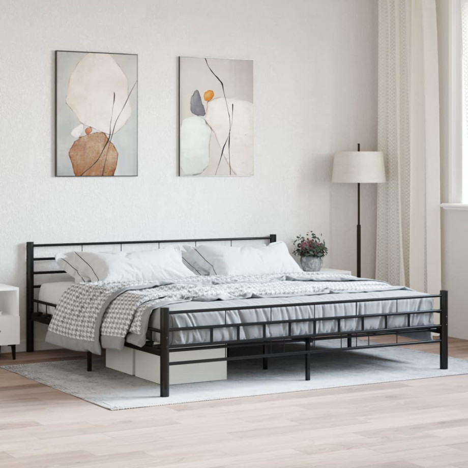 vidaXL Bedframe staal zwart 180x200 cm afbeelding 1