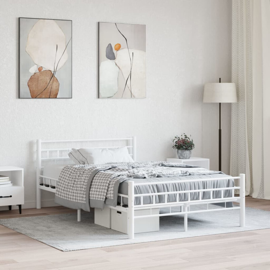 vidaXL Bedframe metaal wit 140x200 cm afbeelding 1