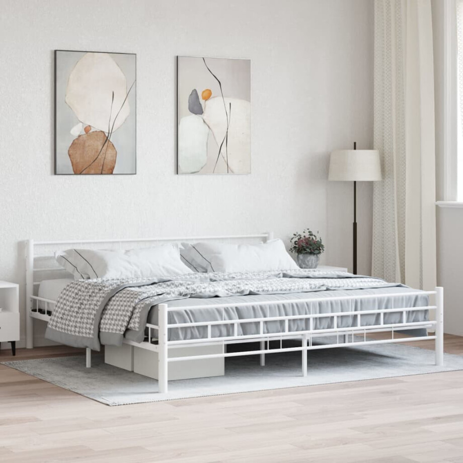 vidaXL Bedframe metaal wit 200x200 cm afbeelding 1