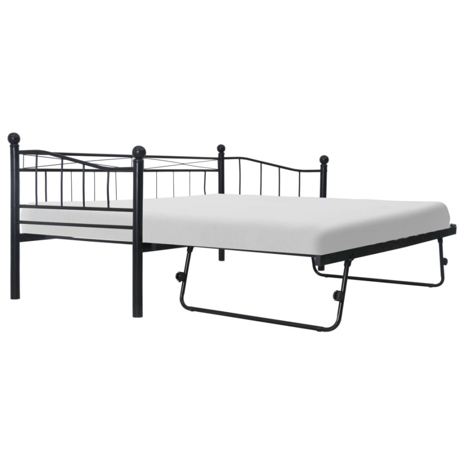 vidaXL Bedframe staal zwart 180x200/90x200 cm afbeelding 1